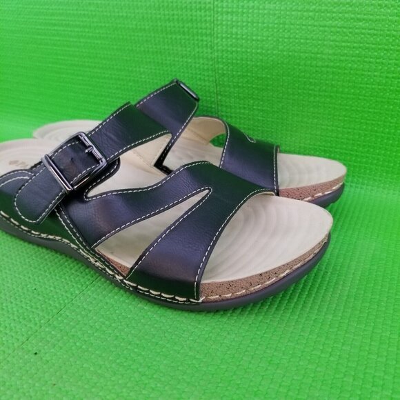 ✅Patrizia Spring Step WILDLAND Black Wedge Slide Slip On Strap Sandal Womens 37 - Picture 15 of 16